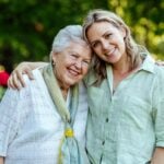 Mom and daughter embracing